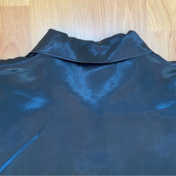 Vintage Y.M.L.A Men’s Baggy Satin Black Button Up Size Small - Picture 5 of 8